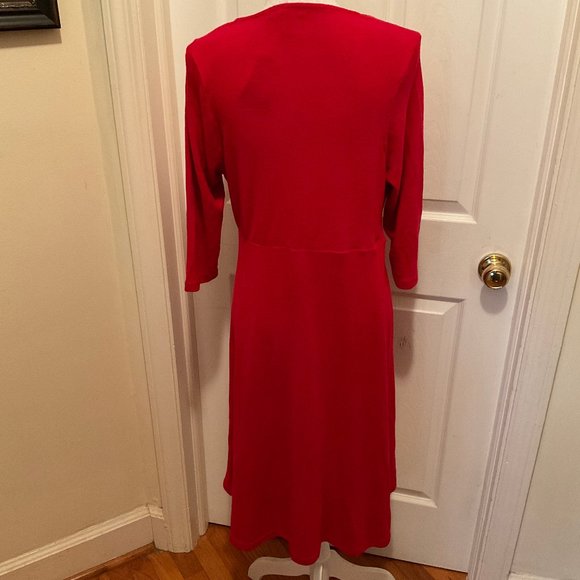 Torrid Dress 2 Solid Red Soft 3/4 Sleeve Fit & Flare New NWT - Picture 7 of 10